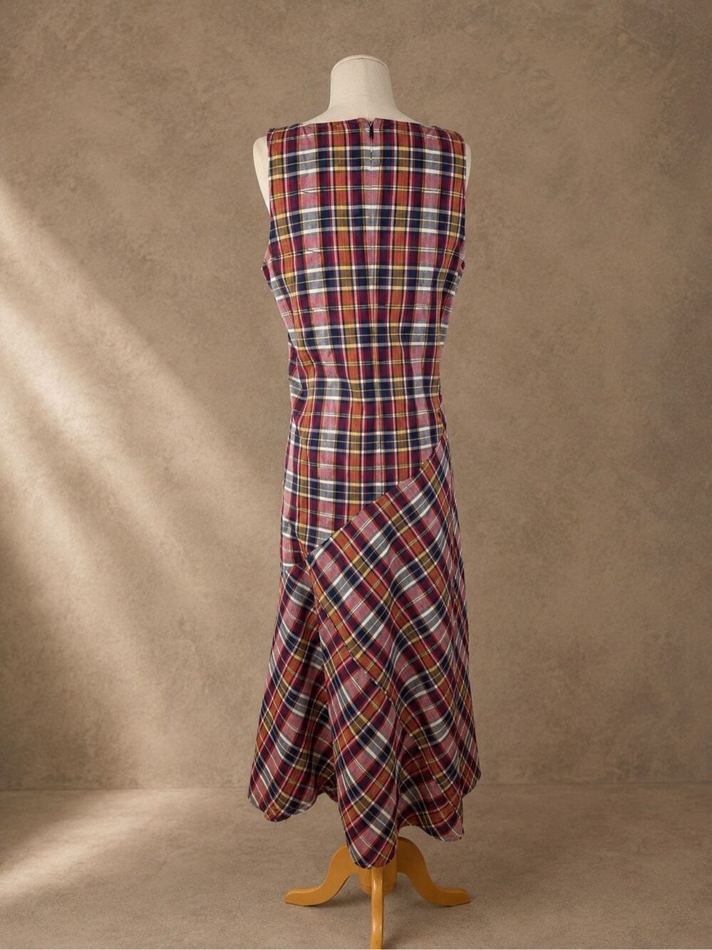 Lauren Ralph Lauren Size 10 NWT Madras Plaid Cotton A-Line Midi Dress - Picture 4 of 10